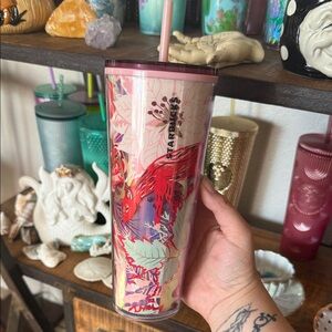 Starbucks 24oz Holiday Red and Pink Forest Tumbler